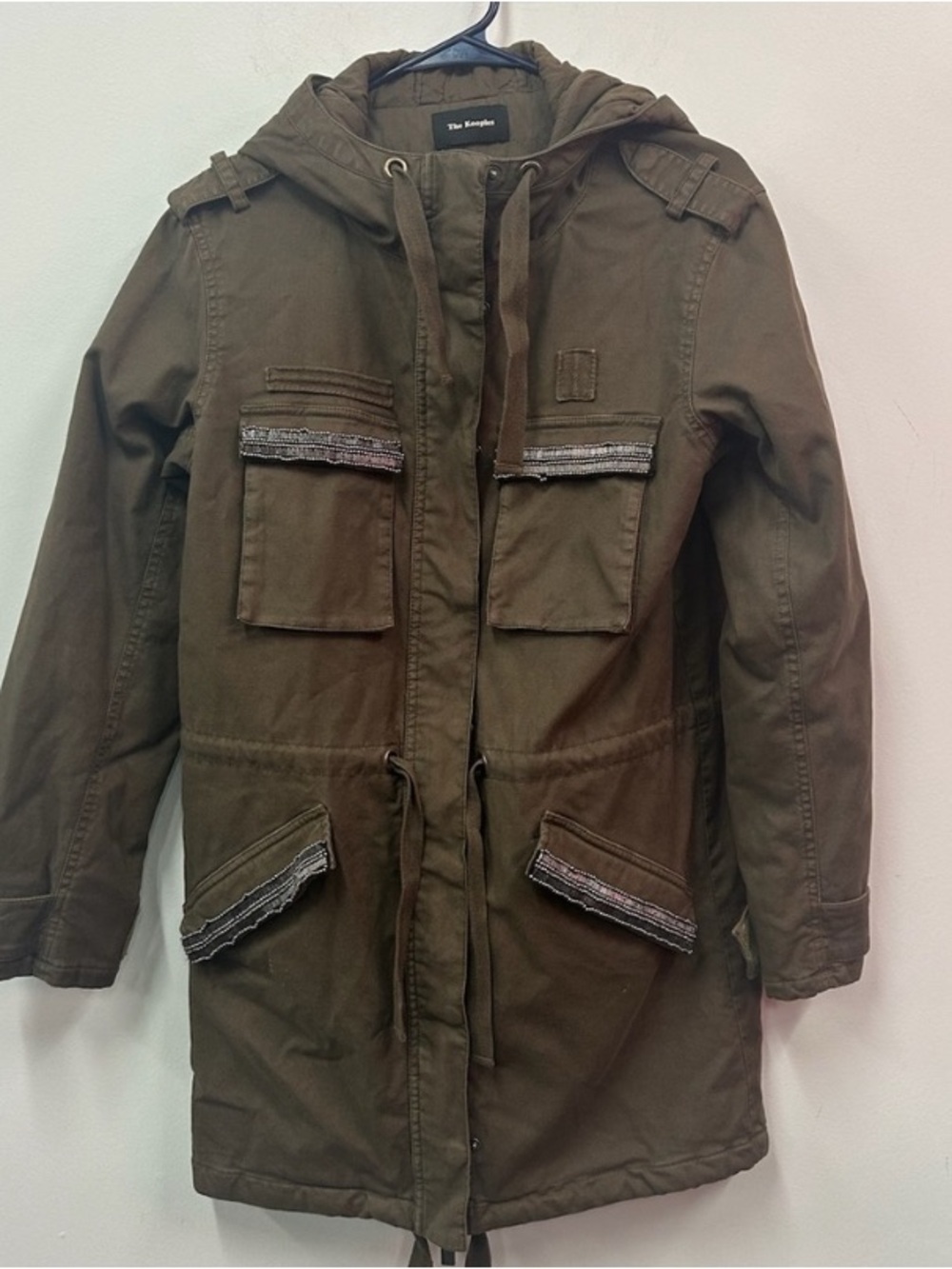 The Kooples Coat with Hood. Olive Green Parka. Size 1